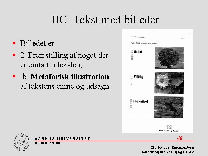 IIC. Tekst med billeder Billedet er: 2. Fremstilling af noget der er omtalt i