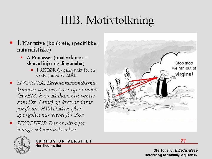 IIIB. Motivtolkning I. Narrative (konkrete, specifikke, naturalistiske) A Processer (med vektorer = skæve linjer