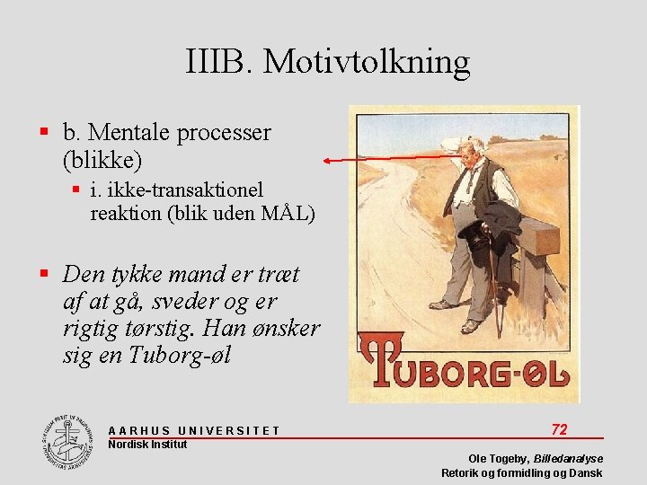 IIIB. Motivtolkning b. Mentale processer (blikke) i. ikke-transaktionel reaktion (blik uden MÅL) Den tykke