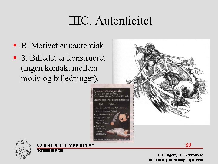 IIIC. Autenticitet B. Motivet er uautentisk 3. Billedet er konstrueret (ingen kontakt mellem motiv