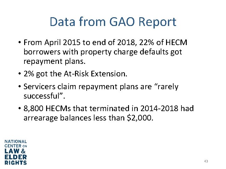 Data from GAO Report • From April 2015 to end of 2018, 22% of