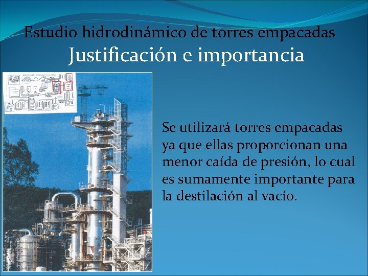 Estudio hidrodinámico de torres empacadas Justificación e importancia Se utilizará torres empacadas ya que