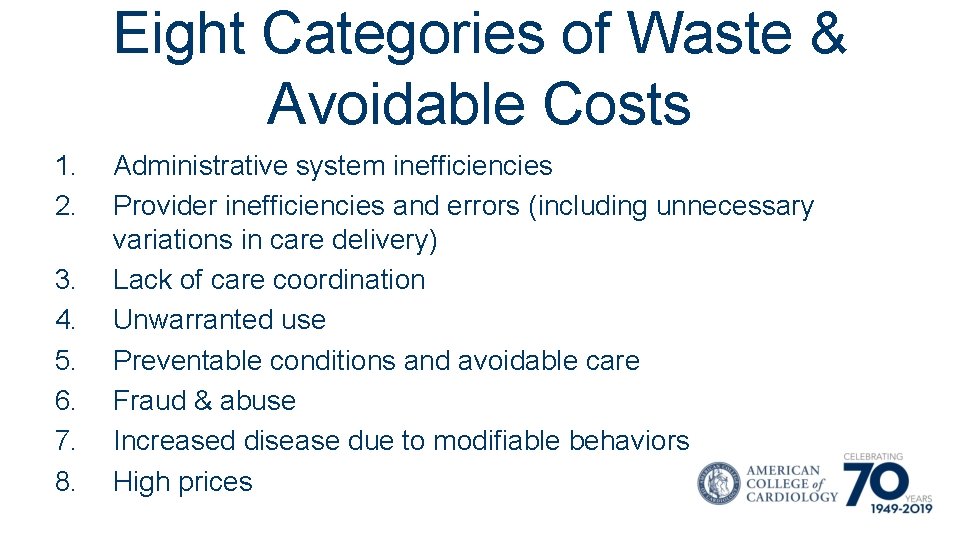 Eight Categories of Waste & Avoidable Costs 1. 2. 3. 4. 5. 6. 7.