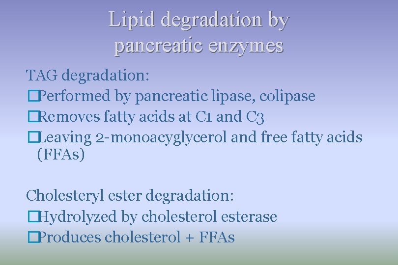 Biochemical Aspects of Digestion of Lipids Dr Sumbul