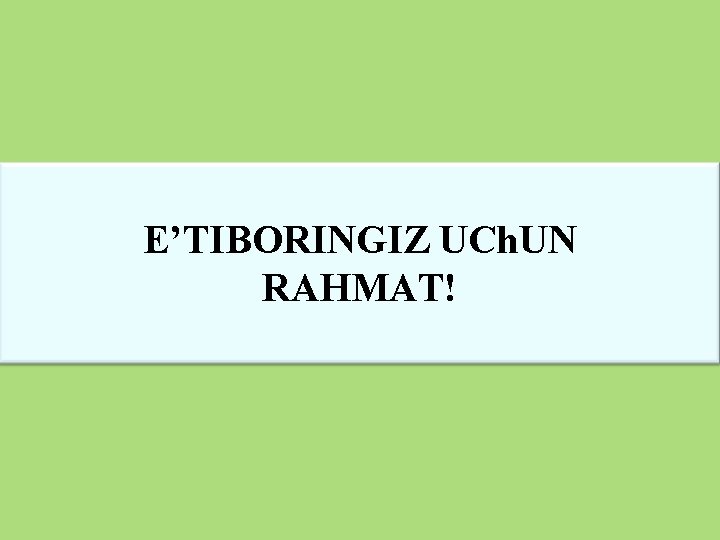 E’TIBORINGIZ UCh. UN RAHMAT! 