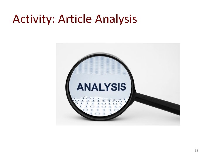 Activity: Article Analysis 15 