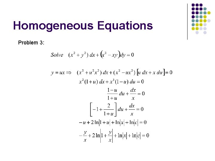 Homogeneous Equations Problem 3: 