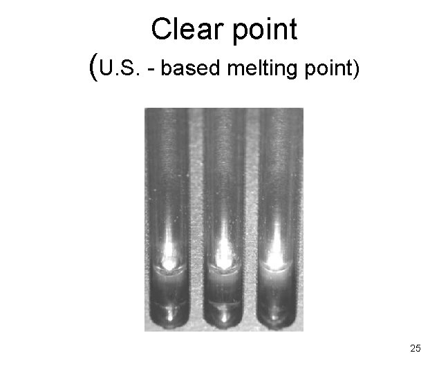 Clear point (U. S. - based melting point) 25 