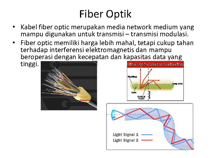 Fiber Optik • Kabel fiber optic merupakan media network medium yang mampu digunakan untuk