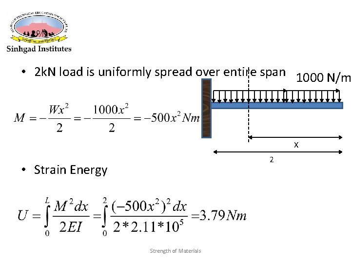  • 2 k. N load is uniformly spread over entire span 1000 N/m