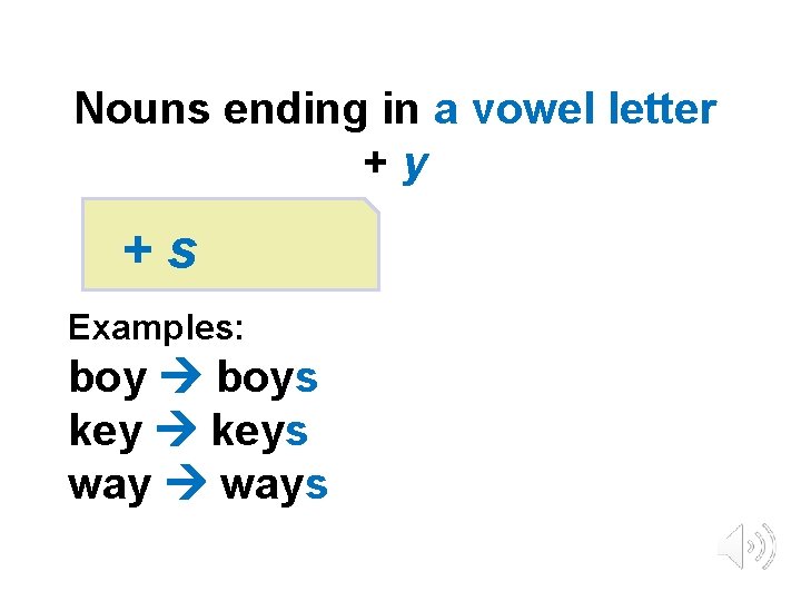 Nouns ending in a vowel letter +y +s Examples: boys keys ways © Oxford