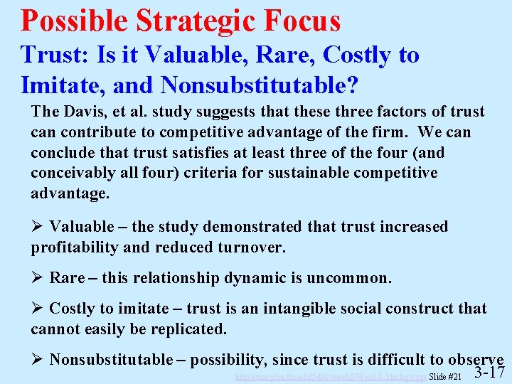 Possible Strategic Focus Trust: Is it Valuable, Rare, Costly to Imitate, and Nonsubstitutable? The