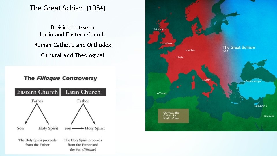 The Great Schism (1054) Division between Latin and Eastern Church Roman Catholic and Orthodox