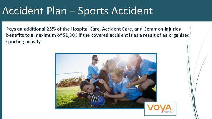 Accident Plan – Sports Accident Pays an additional 25% of the Hospital Care, Accident