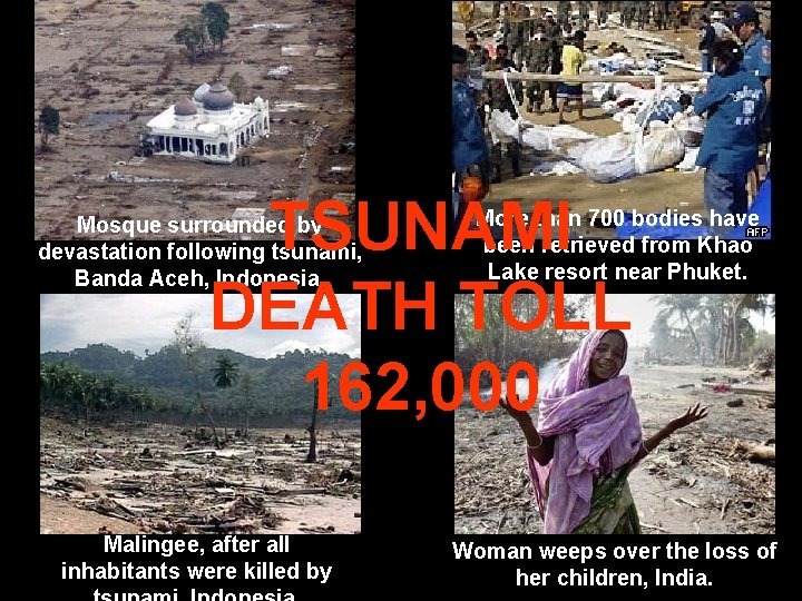 TSUNAMI DEATH TOLL 162, 000 Mosque surrounded by devastation following tsunami, Banda Aceh, Indonesia.