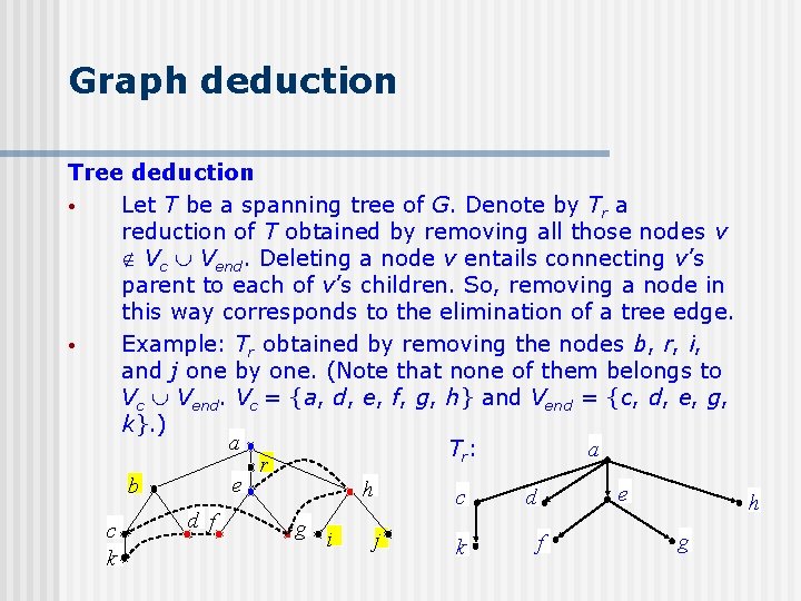 Graph deduction Tree deduction • Let T be a spanning tree of G. Denote