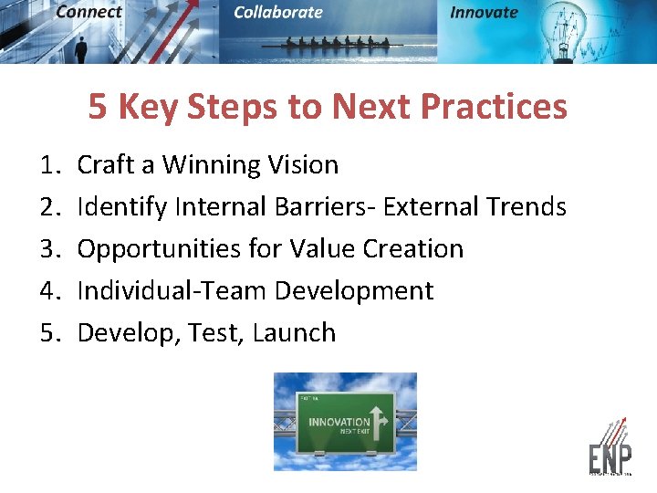 5 Key Steps to Next Practices 1. 2. 3. 4. 5. Craft a Winning