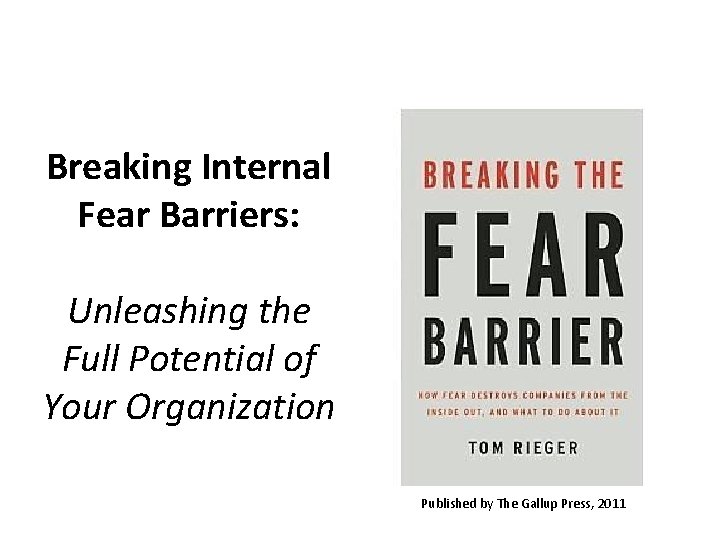 Breaking Internal Fear Barriers: Unleashing the Full Potential of Your Organization Published by The