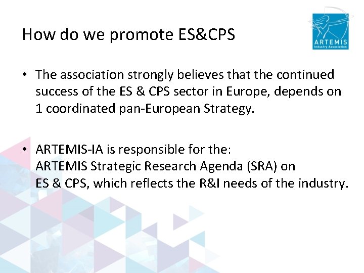 How do we promote ES&CPS • The association strongly believes that the continued success