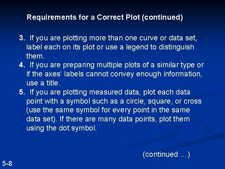 Requirements for a Correct Plot (continued) 3. If you are plotting more than one