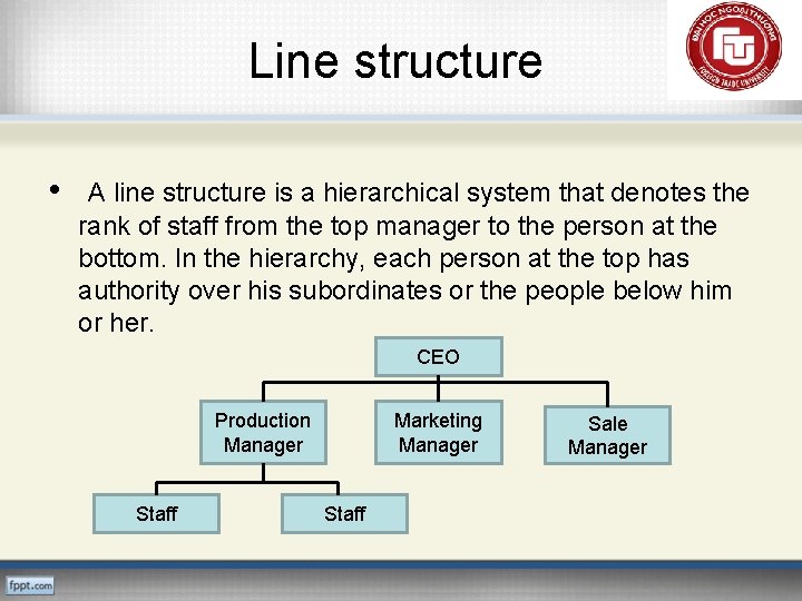 Line structure • A line structure is a hierarchical system that denotes the rank