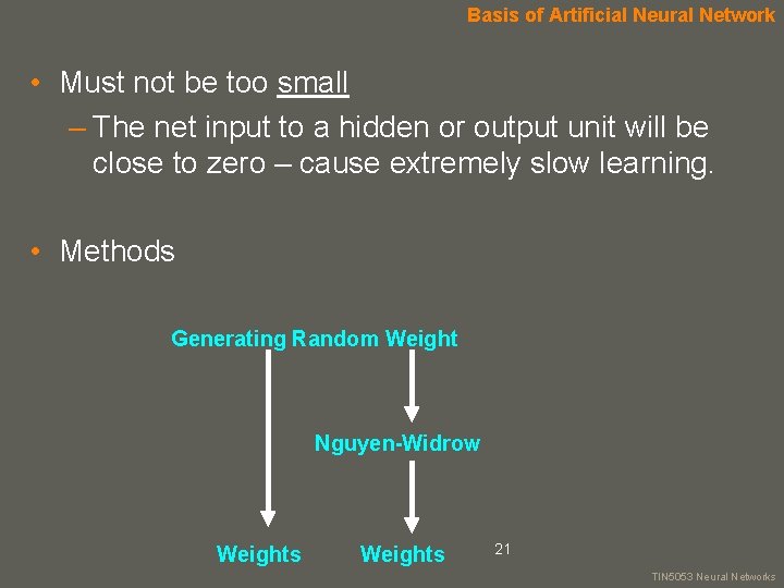 Basis of Artificial Neural Network • Must not be too small – The net