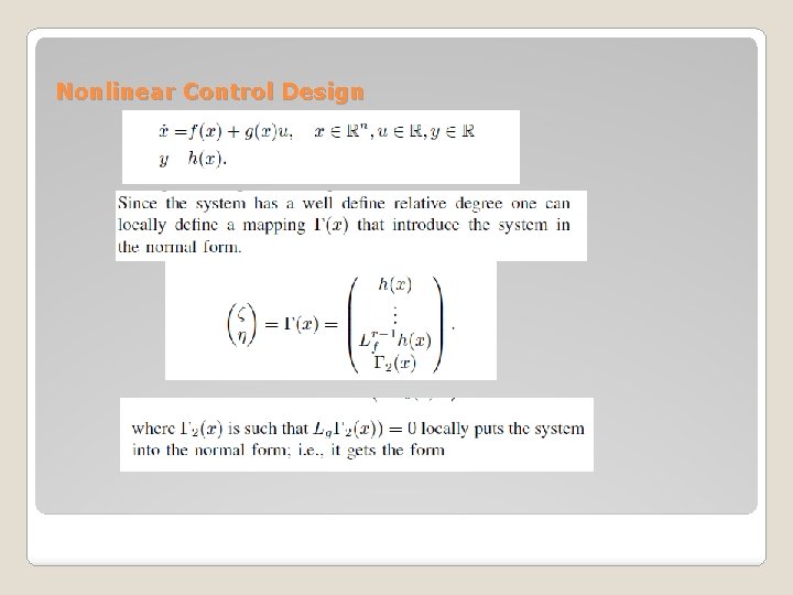 Nonlinear Control Design 