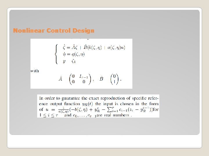 Nonlinear Control Design 