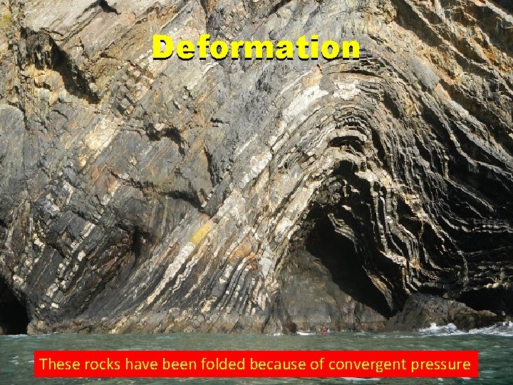 Deformation These rocks have been folded because of convergent pressure 