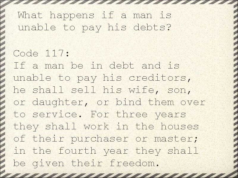 What happens if a man is unable to pay his debts? Code 117: If