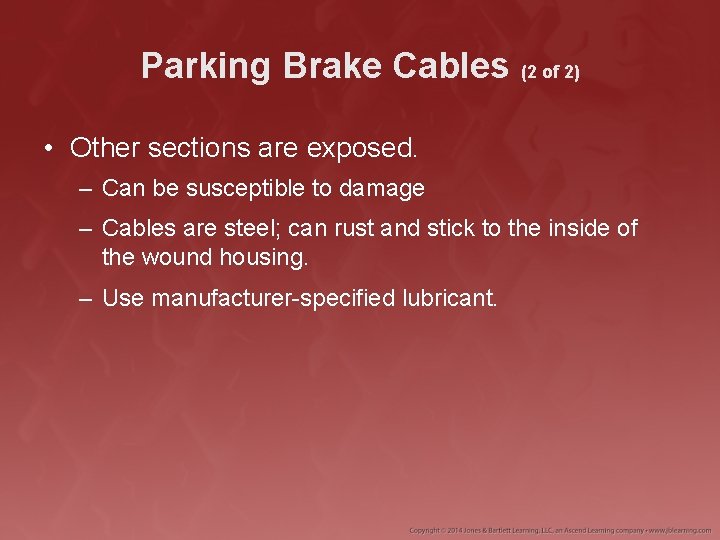 Parking Brake Cables (2 of 2) • Other sections are exposed. – Can be