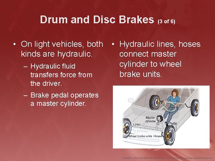 Drum and Disc Brakes (3 of 6) • On light vehicles, both • Hydraulic