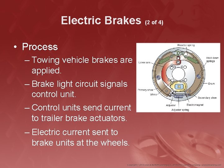 Electric Brakes (2 of 4) • Process – Towing vehicle brakes are applied. –