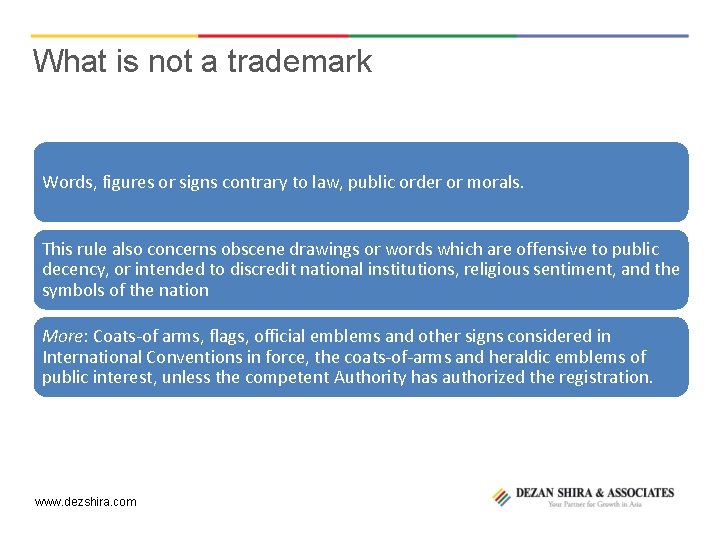 What is not a trademark Words, figures or signs contrary to law, public order