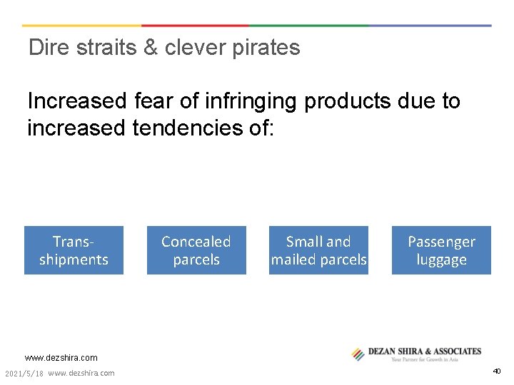 Dire straits & clever pirates Increased fear of infringing products due to increased tendencies