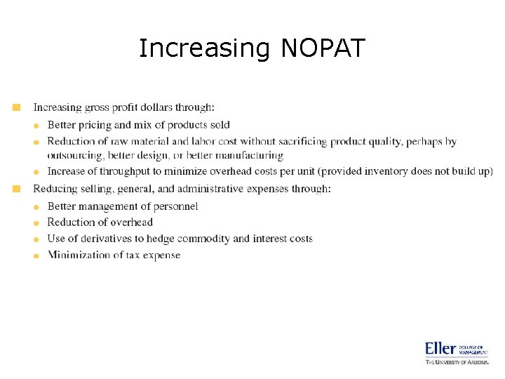 Increasing NOPAT 