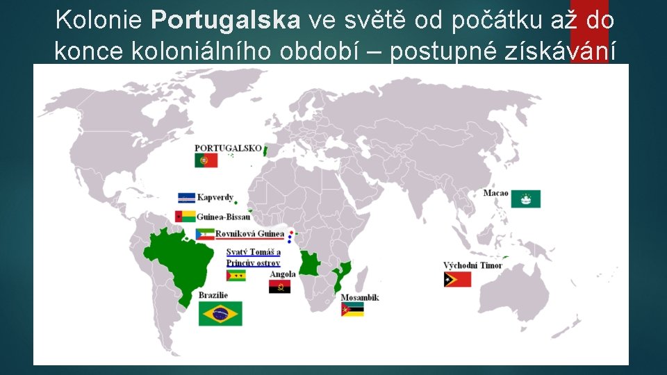 Kolonie Portugalska ve světě od počátku až do konce koloniálního období – postupné získávání