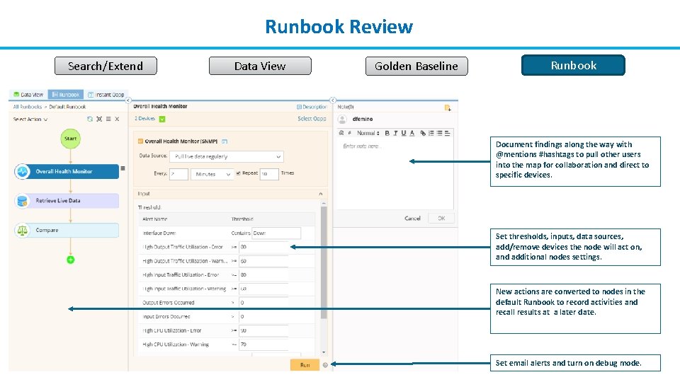 Runbook Review Search/Extend Data View Golden Baseline Runbook Document findings along the way with