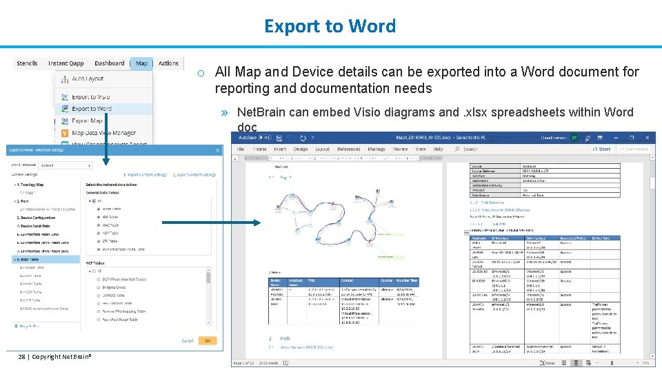 Export to Word o All Map and Device details can be exported into a