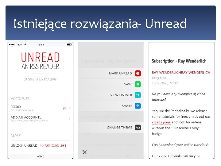 Istniejące rozwiązania- Unread 