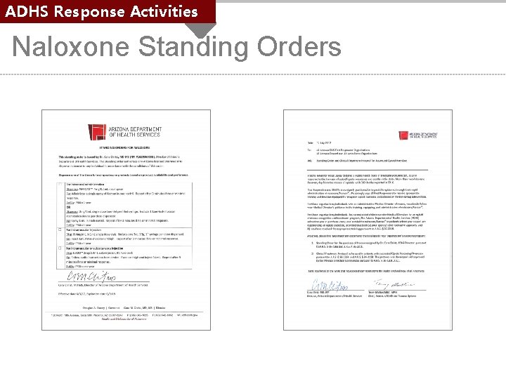 ADHS Response Activities Naloxone Standing Orders 