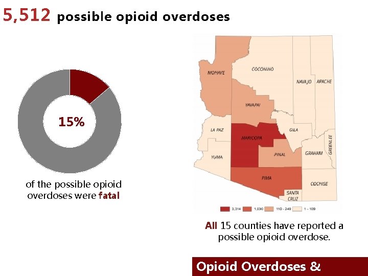 5, 512 possible opioid overdoses 15% of the possible opioid overdoses were fatal All