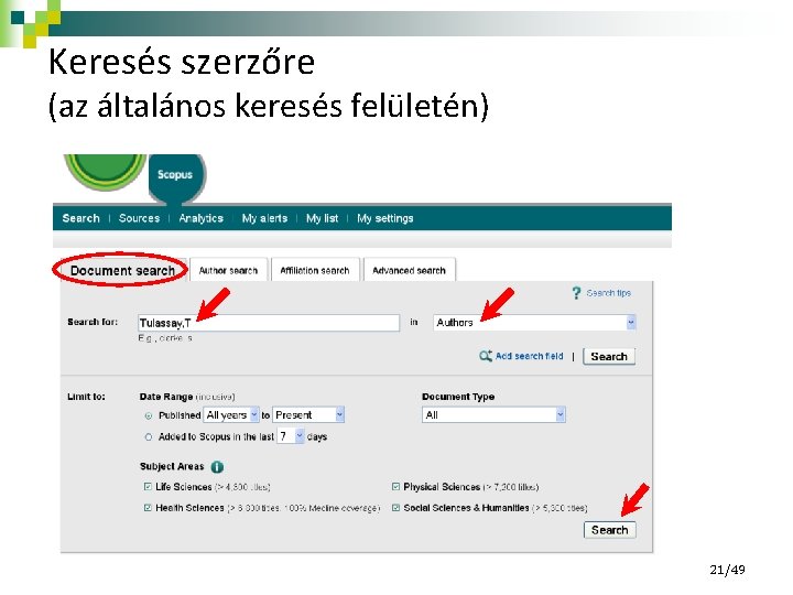 Keresés szerzőre (az általános keresés felületén) 21/49 