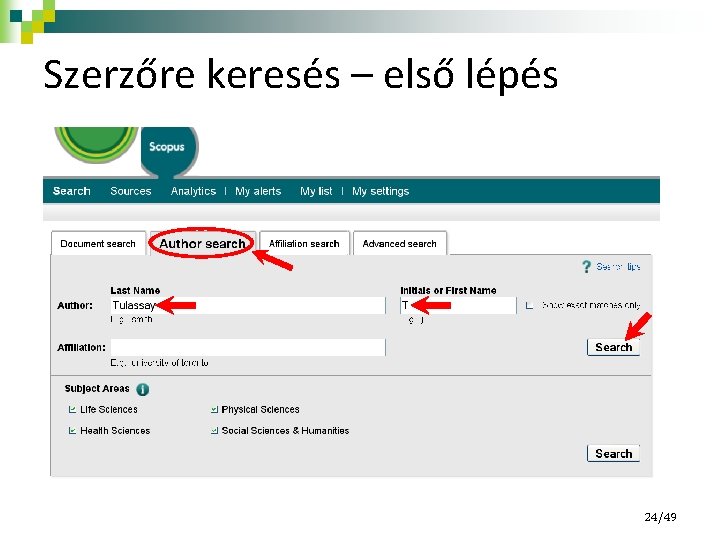 Szerzőre keresés – első lépés 24/49 