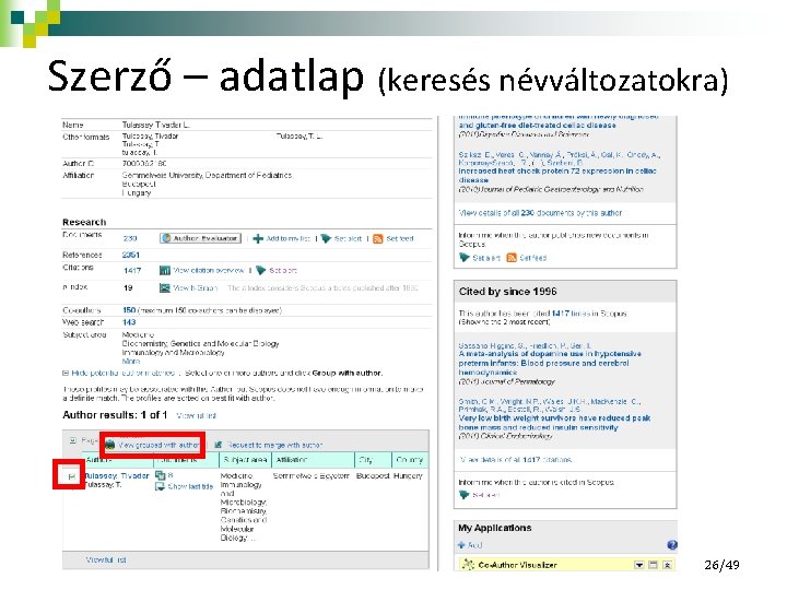 Szerző – adatlap (keresés névváltozatokra) 26/49 