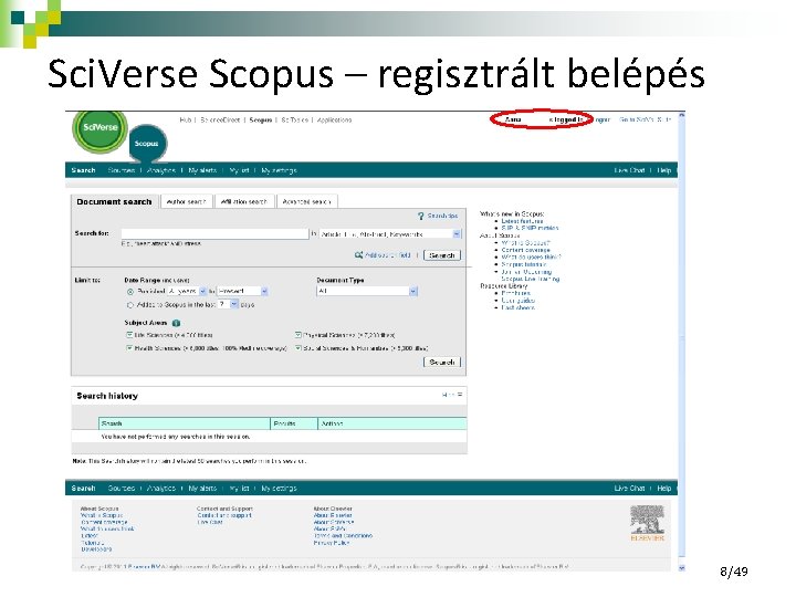 Sci. Verse Scopus – regisztrált belépés 8/49 