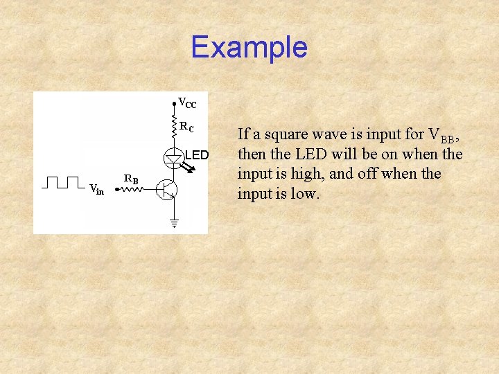 Example LED If a square wave is input for VBB, then the LED will