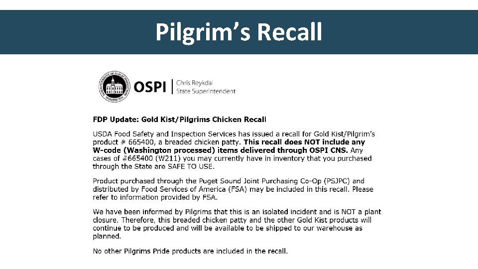Pilgrim’s Recall 