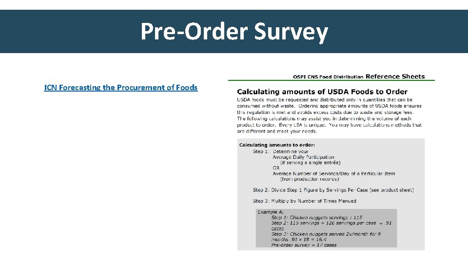 Pre-Order Survey ICN Forecasting the Procurement of Foods 