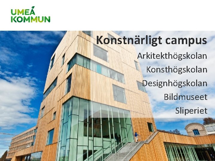 Konstnärligt campus Arkitekthögskolan Konsthögskolan Designhögskolan Bildmuseet Sliperiet Konstnärligt campus Arkitekthögskolan Konsthögskolan Designhögskolan Bildmuseet Sliperiet